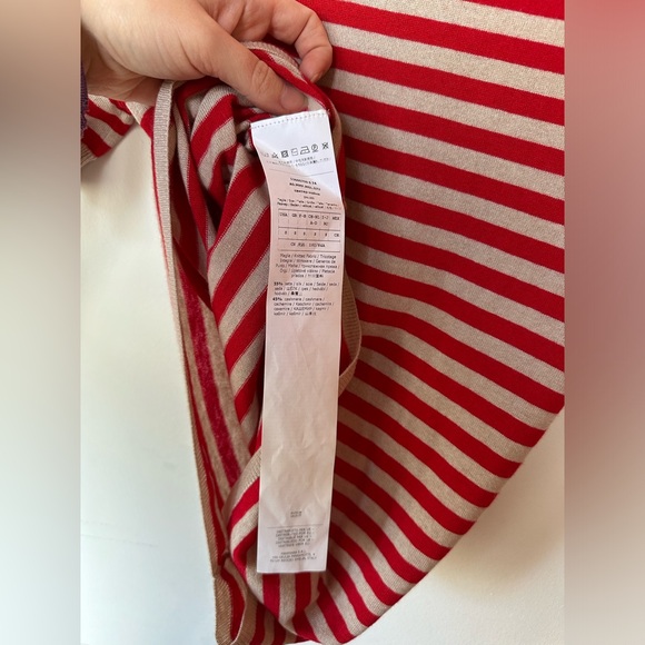 Max Mara Stagno Stripe Silk & Cashmere Sweater Top In Red/Tan NWOT - Picture 13 of 13